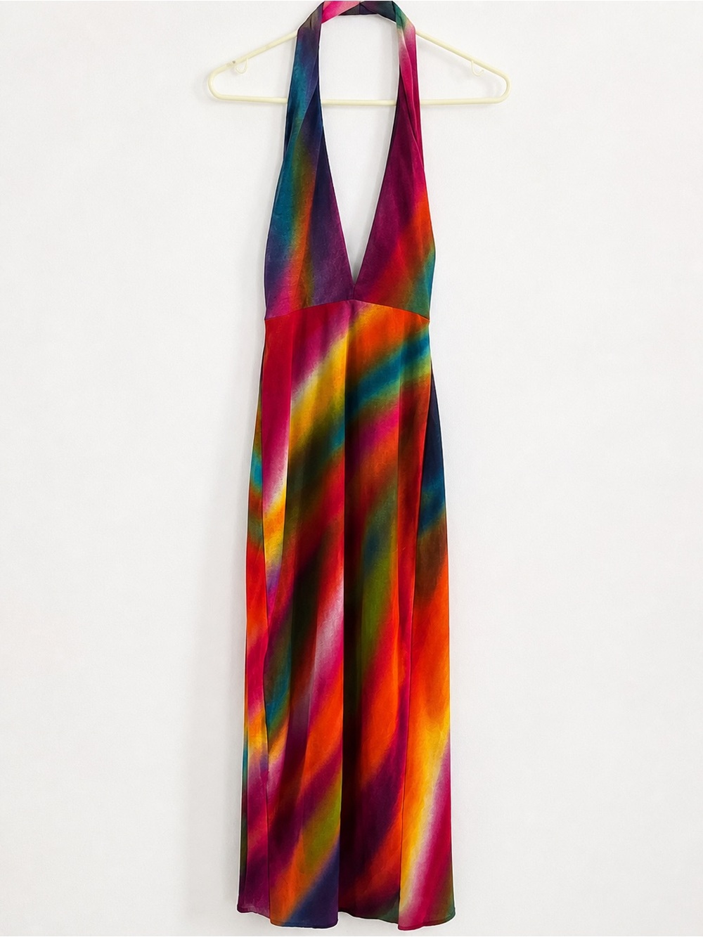 Halter One-Piece with Multicolor Rainbow Print